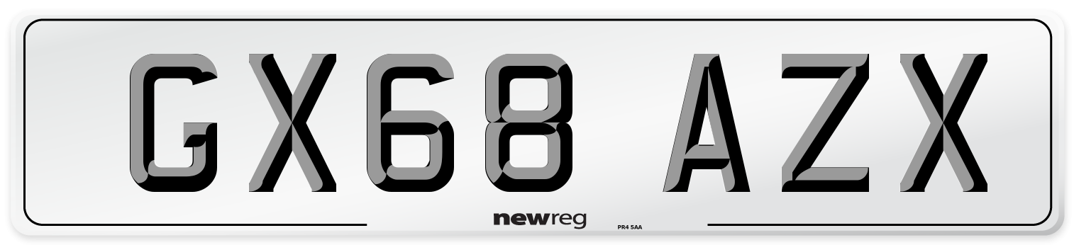 GX68 AZX Number Plate from New Reg